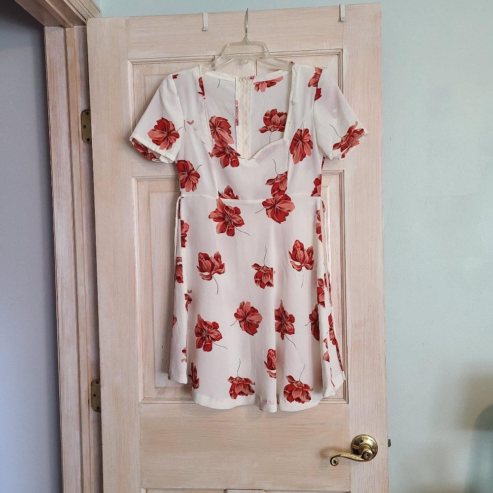 Reformation White Red Floral Dress